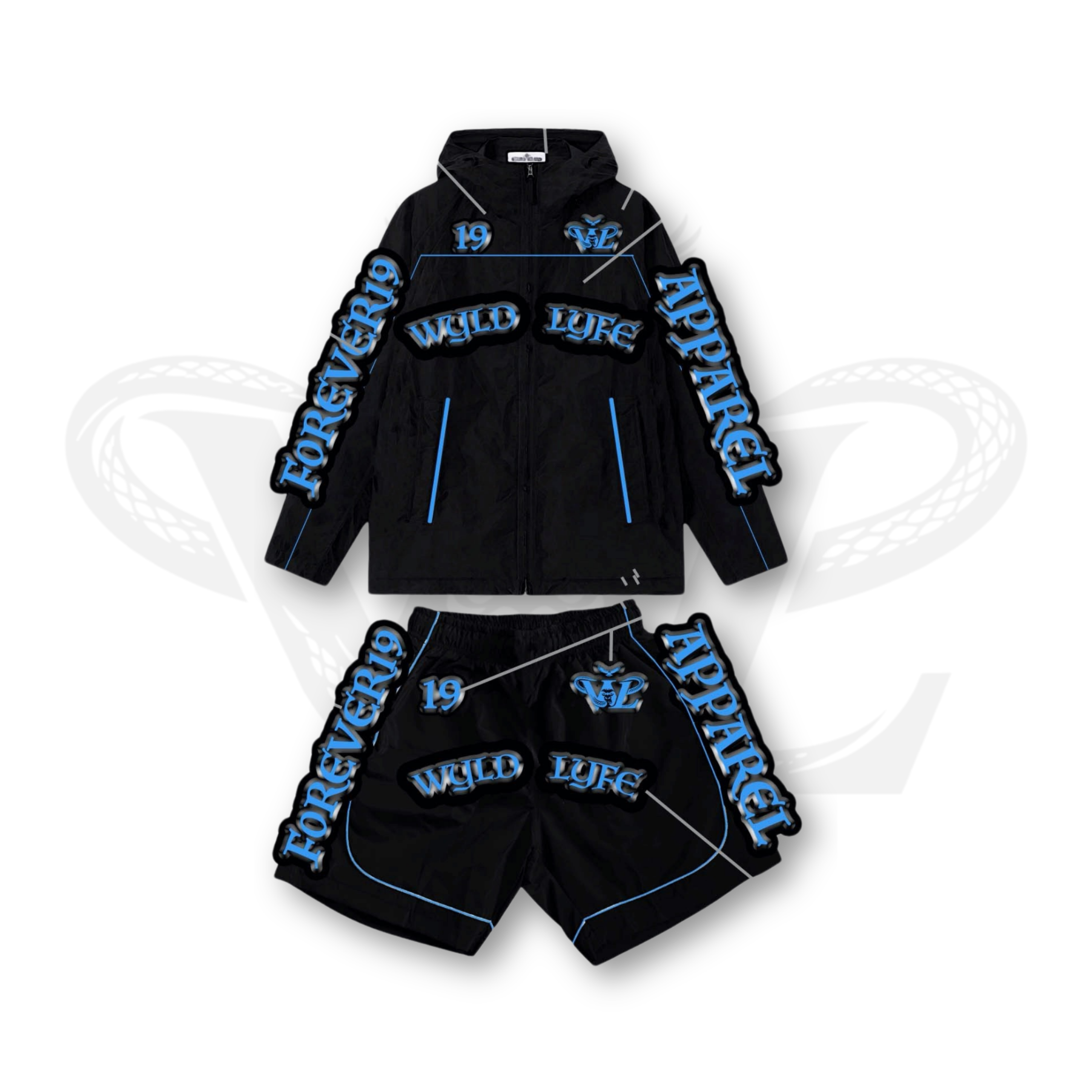WYLDLYFE Windbreaker Set | Black/Blue